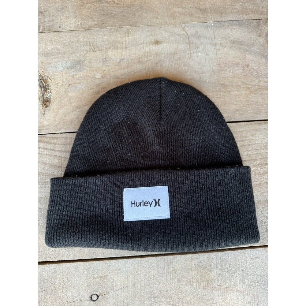 Hurley Beanie Hat Skull Cap Winter Hat Hurley Patch Black Color - Picture 2 of 8